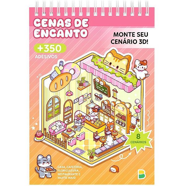 Livro com Adesivos Cenario 3 D Cenas de Encanto
