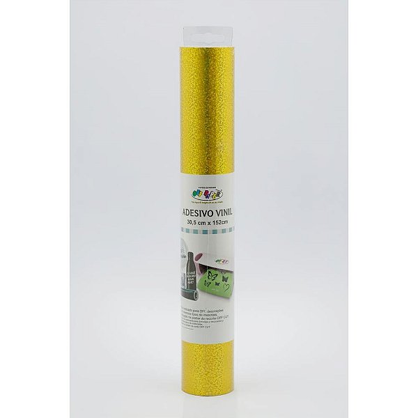 Papel Lâminado a 4 Vinil Adesivo Holog. Ouro Rolo