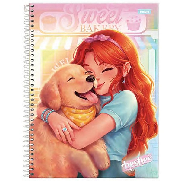 Caderno 01 X 1 Capa Dura Besties 80 Folhas Pacote com 04