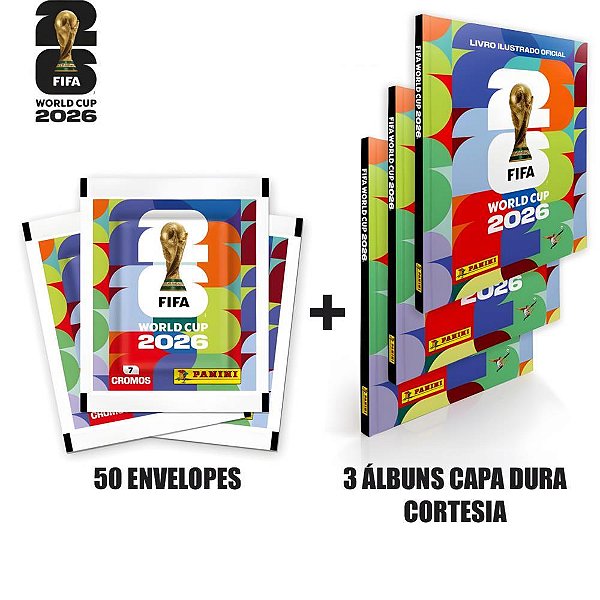 Copa Panini 2026 Figurinhas com 3 álbuns.cd Cortesia Pacote com 60