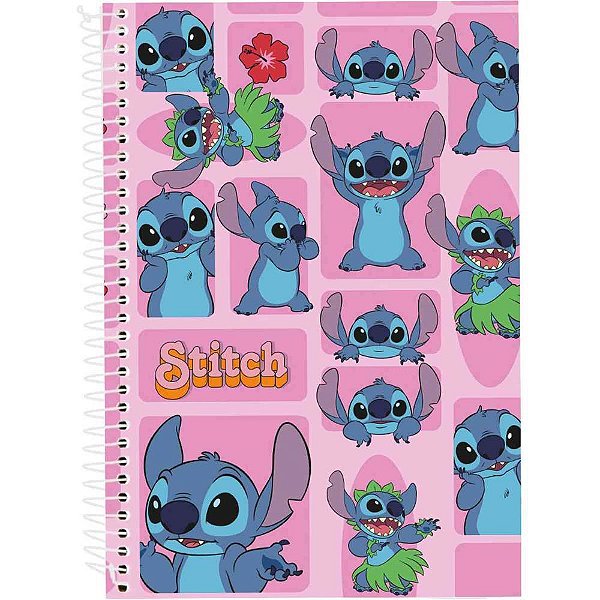 Caderno 01X1 Capa Dura STITCH e ANGEL 80 Folhas Pacote com 04