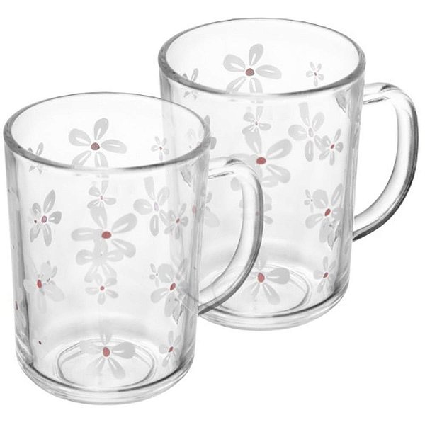 Caneca de Vidro Vetra 220ML KIT com 02