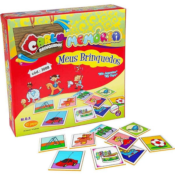 Jogo da Memória Meus Brinquedos em Madeira 40P