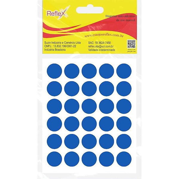 Etiqueta Redonda Azul 19MM. com 140 Etiquetas Cartela