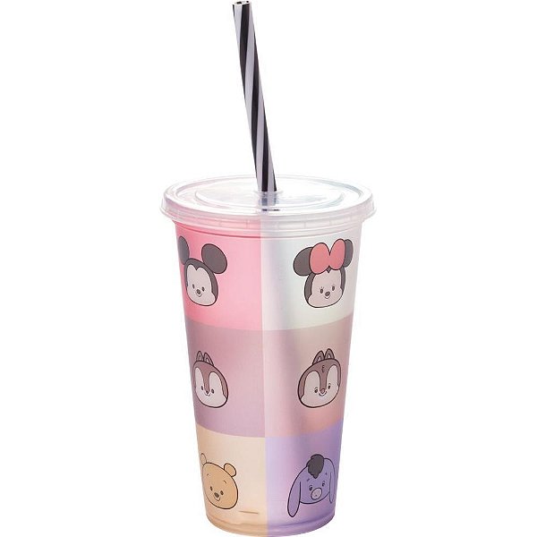 Copo Decorado Pooh com Tampa Canudo 500ML (S