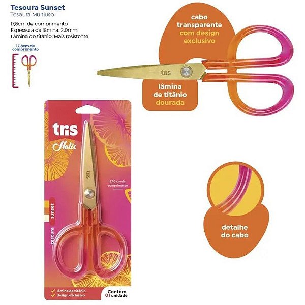 Tesoura TRIS Sunset 17,8CM Blister