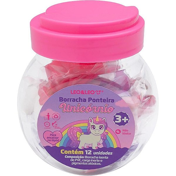 Borracha Decorada Unicórnio Ponteira 3MODELOS POTE-12