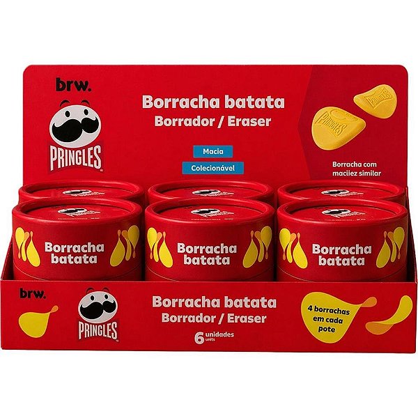 Borracha Decorada Pringles Batata 6 Potes X 4UN. Display com 06