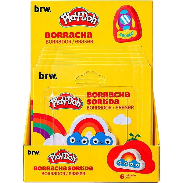 Borracha Decorada PLAY-DOH 3 Modelos Display com 06