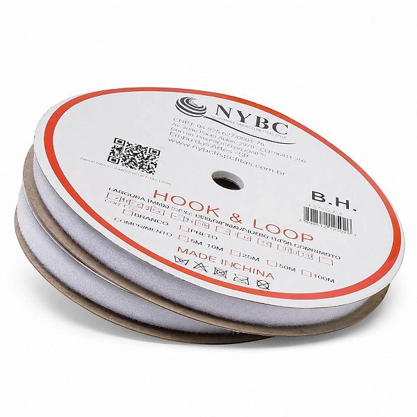 Velcro 16MM Branco com 25MT Rolo