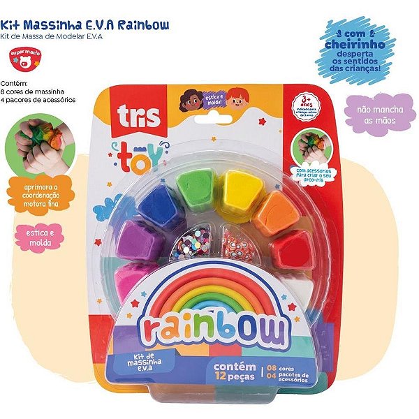 Massa de EVA Criativa TRIS TOY Rainbow com 12CORES