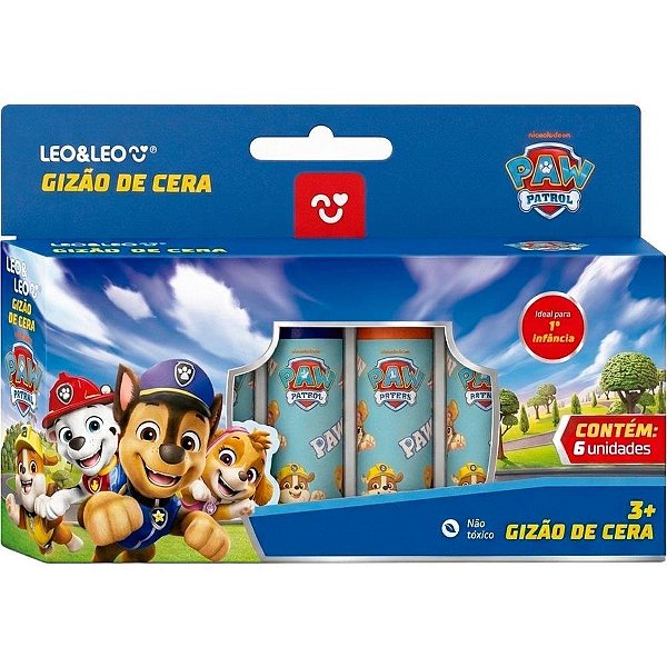 Giz de Cera Curto Patrulha Canina 6 Cores Estojo
