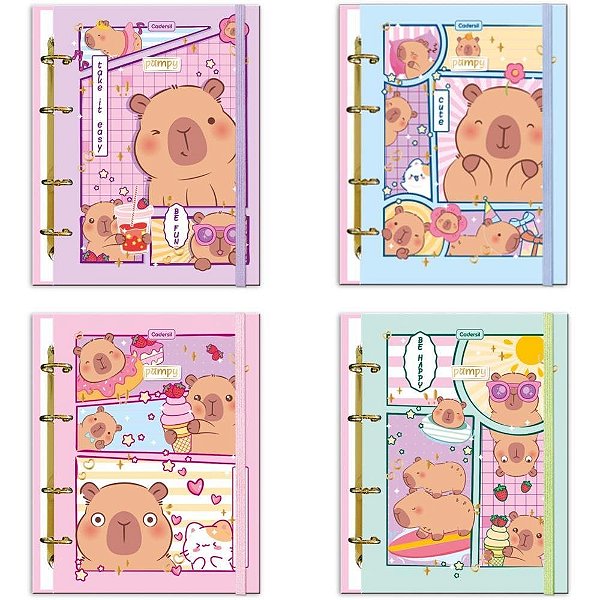 Caderno Argolado PAMPY com ELAST+4CAPAS Sortidos