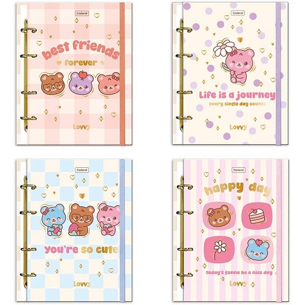 Caderno Argolado LOVVY com ELAS.4 Capas 80 Folhas Sortidos