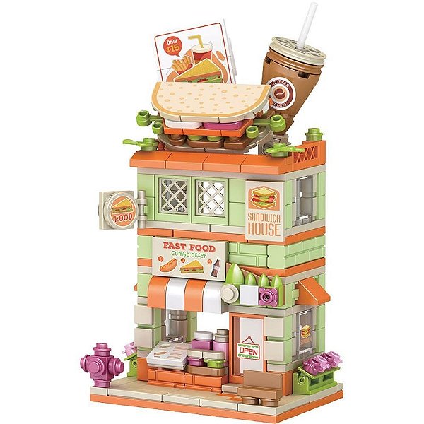 Brinquedo para Montar Minicidade Lanchonete 270PCS