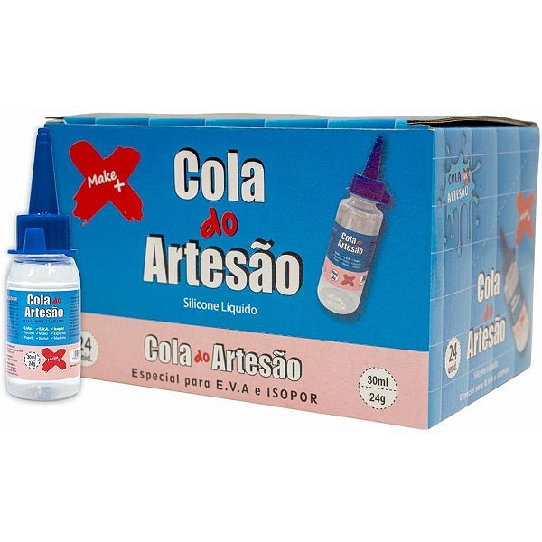 Cola para Artesanato Artesao Silicone Líquido 30ML Caixa com 24