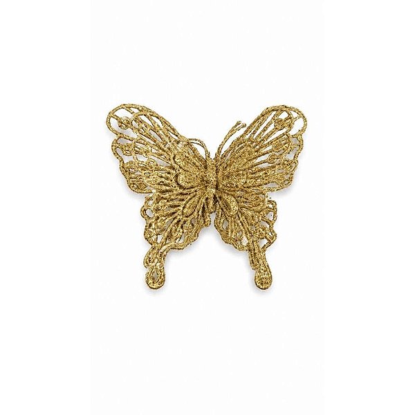 Artigo para Decoração Natal Enfeite Borboleta 12CM Ouro