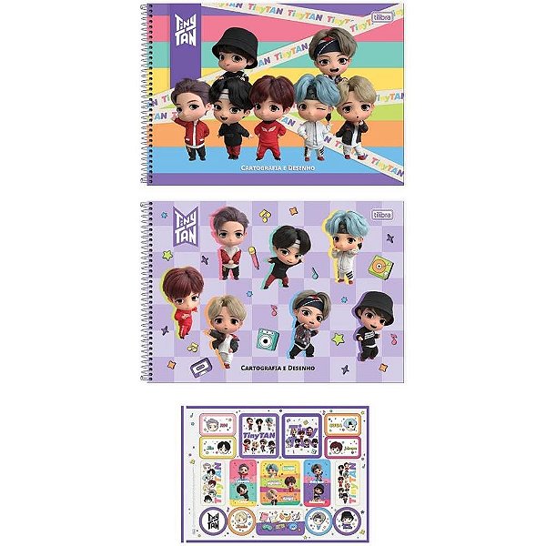 Caderno Desenho UNIV Capa Dura Tinytan 80 Folhas Pacote com 4 Unidades
