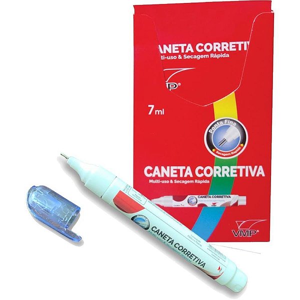 Caneta Corretiva 7ML Caixa com 12 Unidades