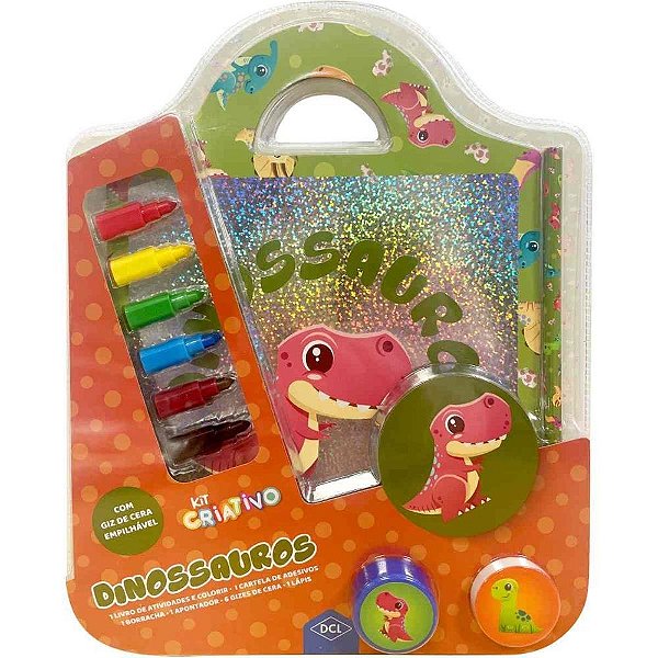 Livro Brinquedo Ilustrado KIT Criativo Dinossauros 11 Peças