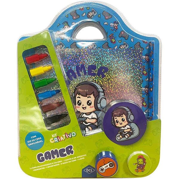 Livro Brinquedo Ilustrado KIT Criativo Gamer 11 Peças