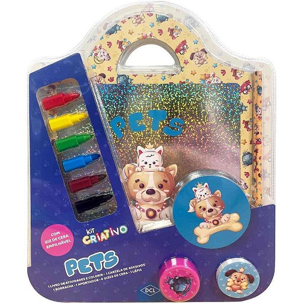Livro Brinquedo Ilustrado KIT Criativo PETS 11 Peças