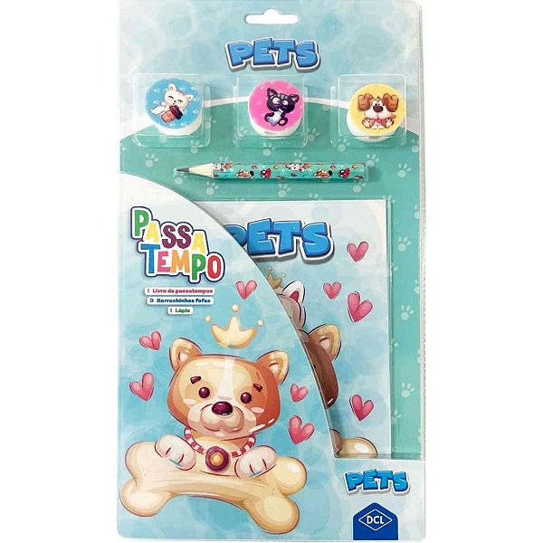 Livro Brinquedo Ilustrado Passatempo PETS 11 Peças