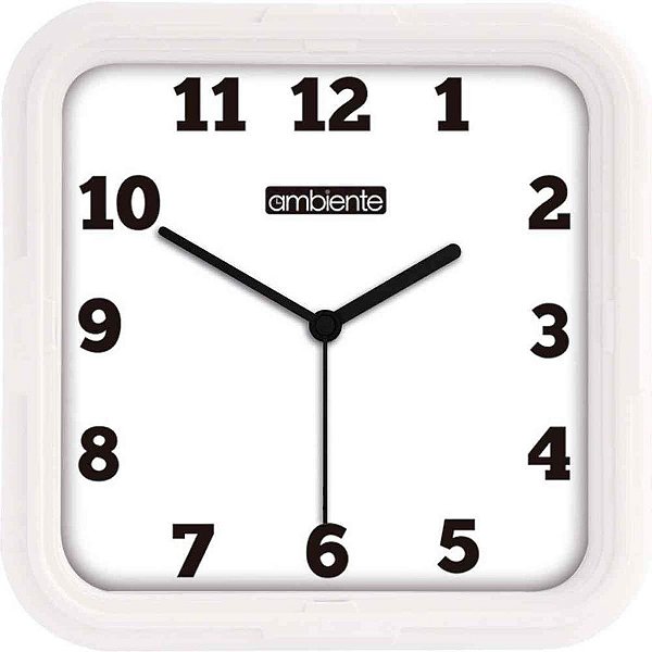 Relógio de Parede Quadrado Branco 22,6CM