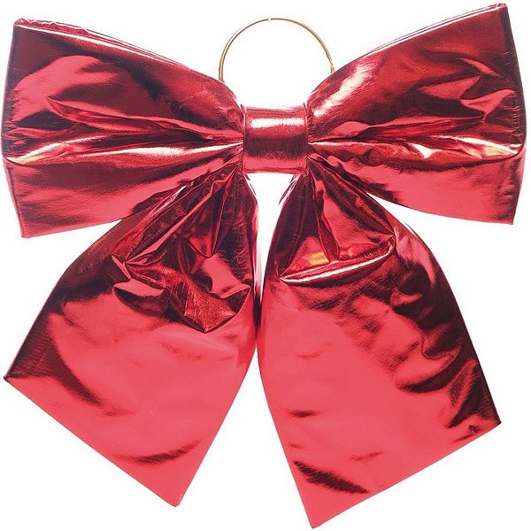Artigo para Decoração Natal Laço 25CM Vermelho Metálico
