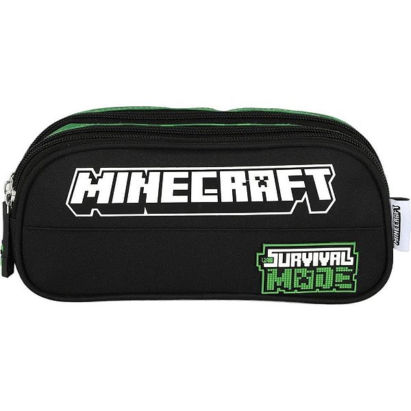 Estojo Triplo Minecraft Preto Tecido