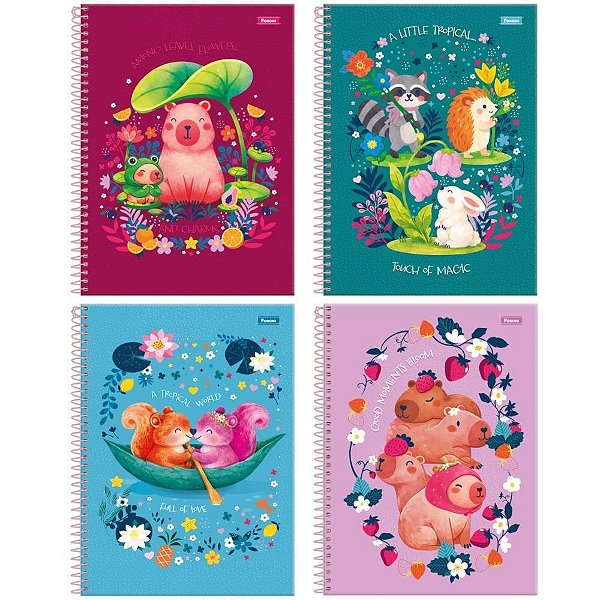 Caderno 10X1 Capa Dura Amazzu 160 Folhas Pacote com 04