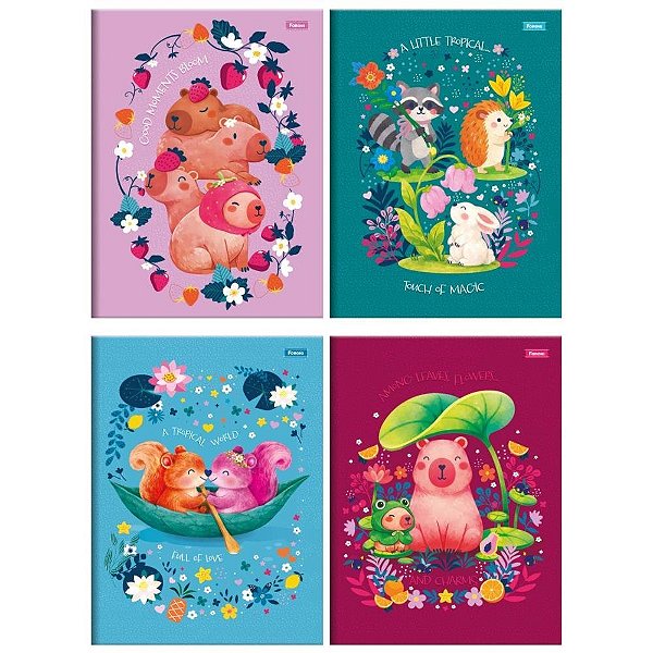 Caderno Brochurão Capa Dura Amazzu 80 Folhas Pacote com 05