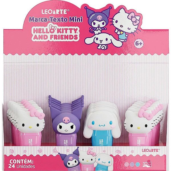 Caneta Marca Texto Hello KITTY 3D 3 Cores Display com 24