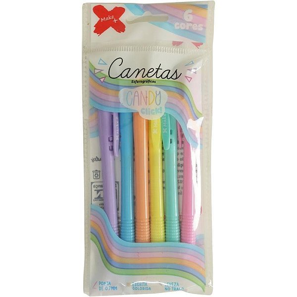 Caneta Esferográfica CANDY CLICK 1.0MM Blister com 06