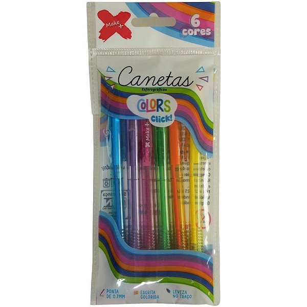 Caneta Esferográfica Color CLICK 0.7MM Blister com 06