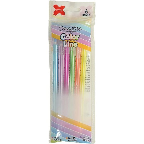Caneta Esferográfica Color Line 0.7MM Blister com 06