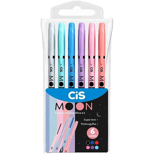 Caneta Esferográfica CIS Moon 0.7MM 6 Cores POTE-30