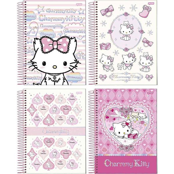 Caderno 01X1 Capa Dura CHARMMY KITTY 80 Folhas Pacote com 04