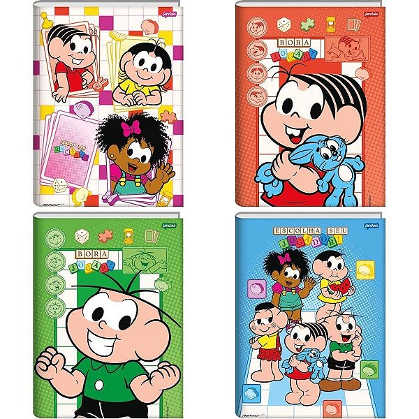 Caderno Brochurão Capa Dura Turma da Monica 80 Folhas Pacote com 05