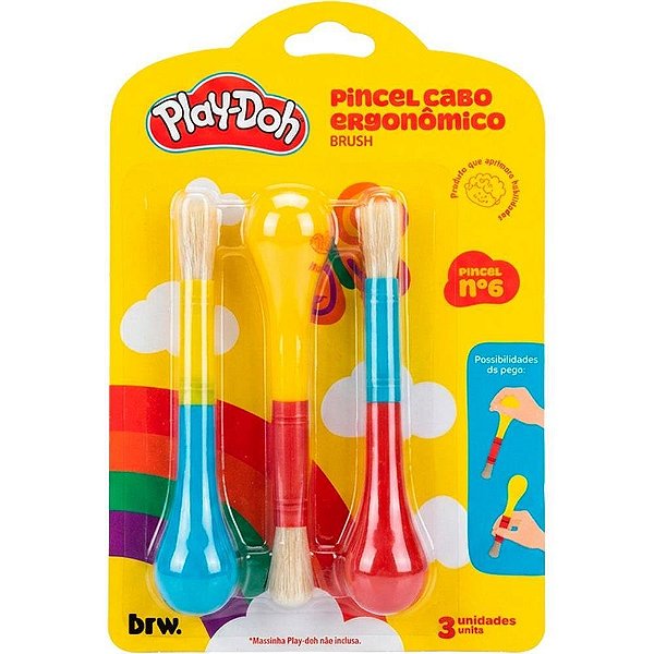 Pincel Escolar PLAY-DOH Redondo Cabo Ergonomi Blister com 03