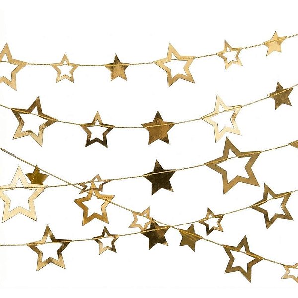 Artigo para Decoração Estrelas Ouro Cordão 1,50M