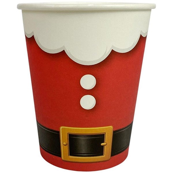 Copo Descartável Natal Papai Noel 240ML Pacote com 08