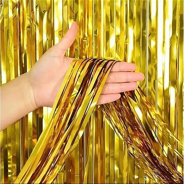 Cortina para Decoração Metalizada Dourado 1X2M