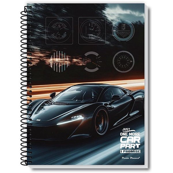 Caderno 01X1 Capa Dura TOP CARS 80 Folhas Pacote com 05