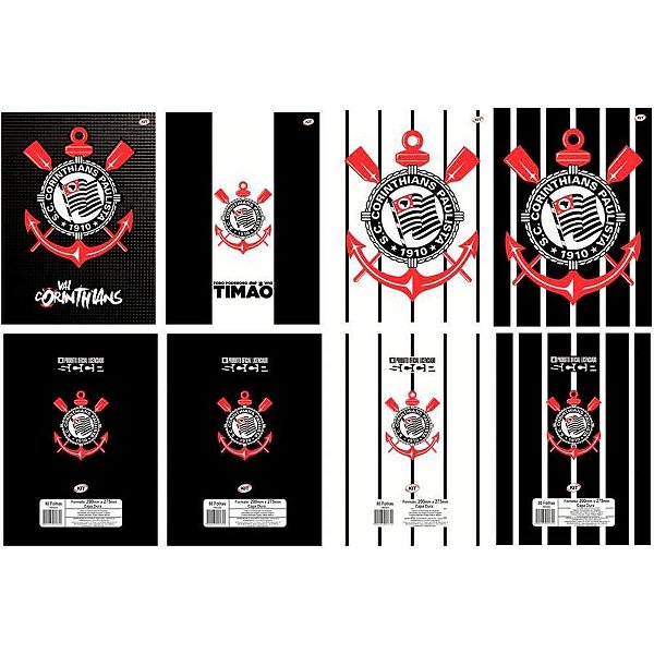 Caderno Brochurão Capa Dura Corinthians 80 Folhas Pacote com 05