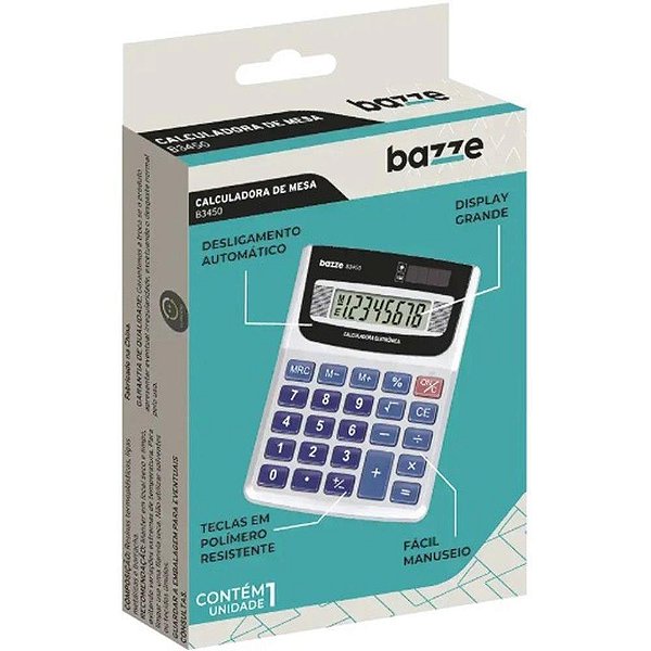 Calculadora de Mesa 8DIG. Bazze B3450 PRATA/PRETA