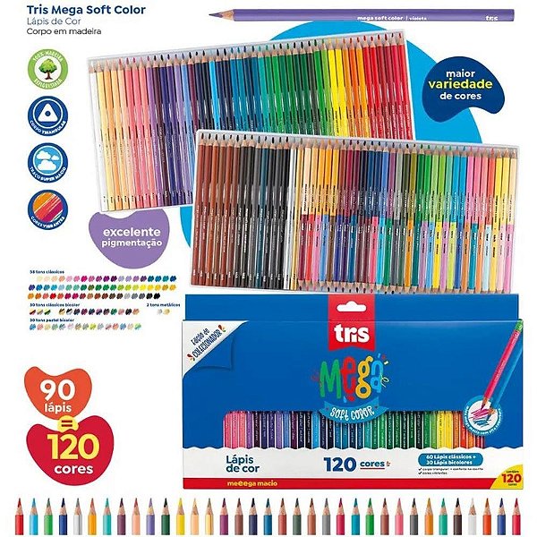 Lápis de COR Triangular Mega SOFT Colors 120CORES/90LA Estojo