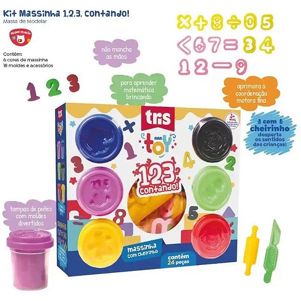 Massa para Modelar Criativa TRIS TOY 123 Contando 24PCS