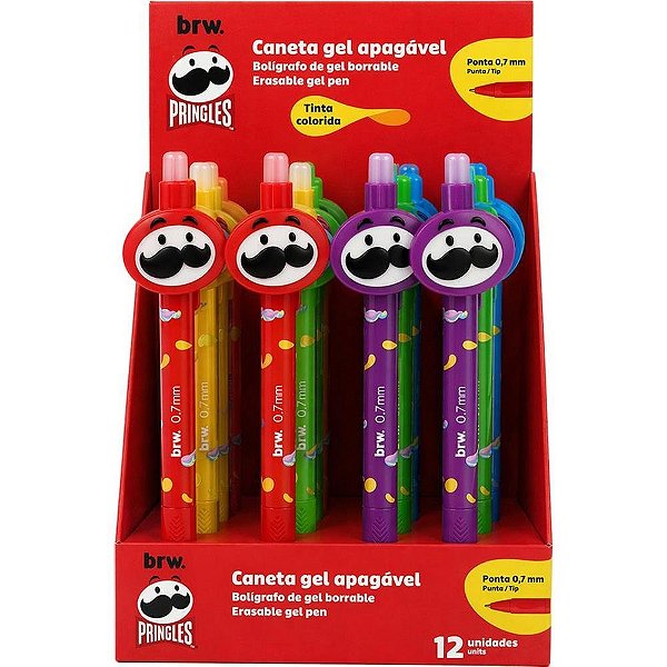 Caneta Apagável Pringles GEL 0.7MM 6 Cores Display com 12