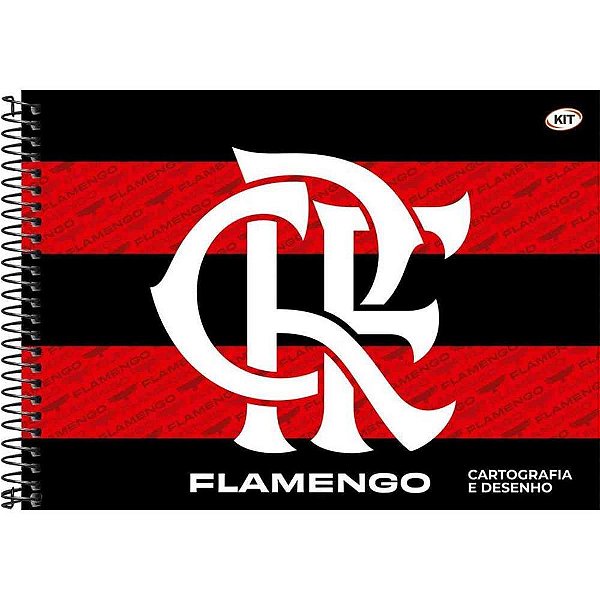 Caderno Desenho Universitário Capa Dura Flamengo 80 Folhas Pacote com 05